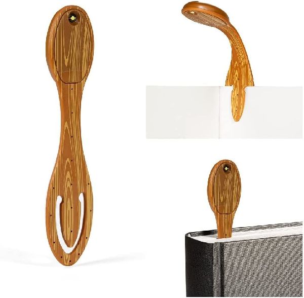 Flexilight Leselicht (Holzoptik) | 2 in 1 Leselampe & Lesezeichen | LED Leselicht | Geschenk für Leser, Buchliebhaber | Deutsche Ausgabe