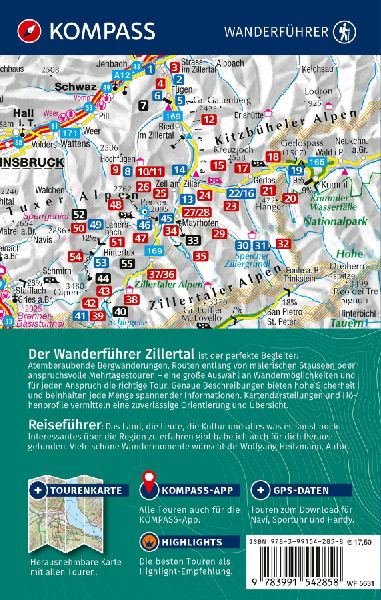 KOMPASS Wanderführer Zillertal, 55 Touren mit Extra-Tourenkarte