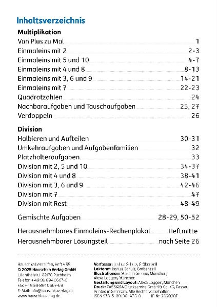 Mein Übungsheft Einmaleins 2./3. Klasse