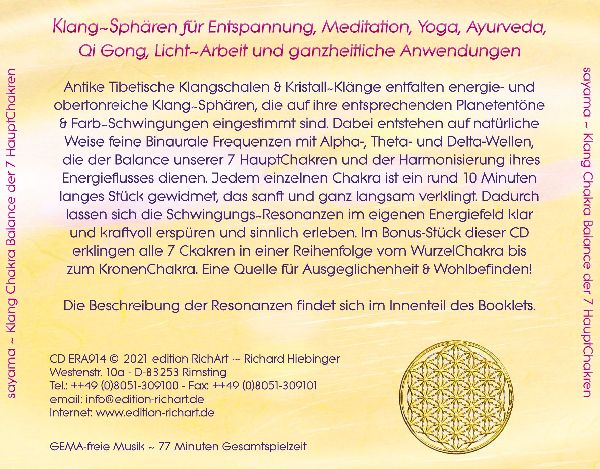 KLANG CHAKRA BALANCE DER SIEBEN HAUPTCHAKREN