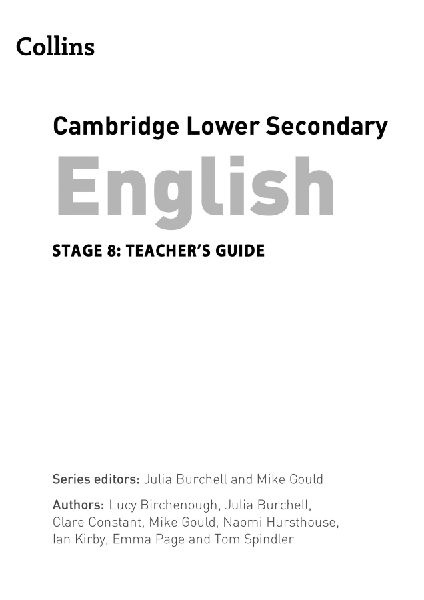 Lower Secondary English Teacher's Guide: Stage 8