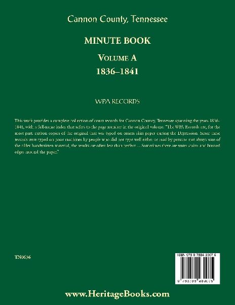 Cannon County, Tennessee Minute Book, Volume A, 1836-1841