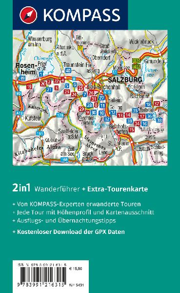 KOMPASS Wanderführer SalzAlpenSteig, Chiemsee, Königssee, Hallstätter See, 40 Touren mit Extra-Tourenkarte