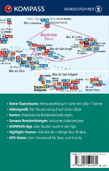 KOMPASS Wanderführer Azoren, 90 Touren mit Extra-Tourenkarte
