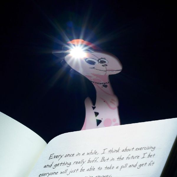 Flexilight Pals Leselicht (Dino) - pink - 2 in 1 Leselampe & Lesezeichen - LED Leselicht - Geschenk für Leser, Buchliebhaber - Deutsche Ausgabe