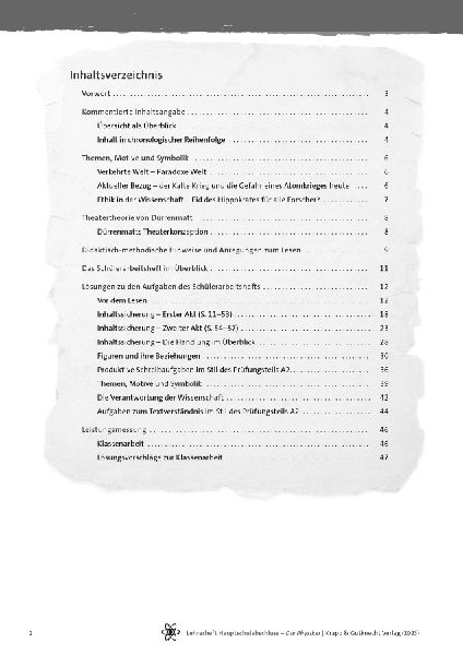 Die Physiker - Friedrich Dürrenmatt - Lehrerheft - Hauptschule