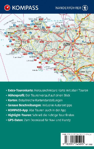 KOMPASS Wanderführer Bretagne, vom Mont-Saint-Michel bis Saint-Nazaire, 55 Touren mit Extra-Tourenkarte