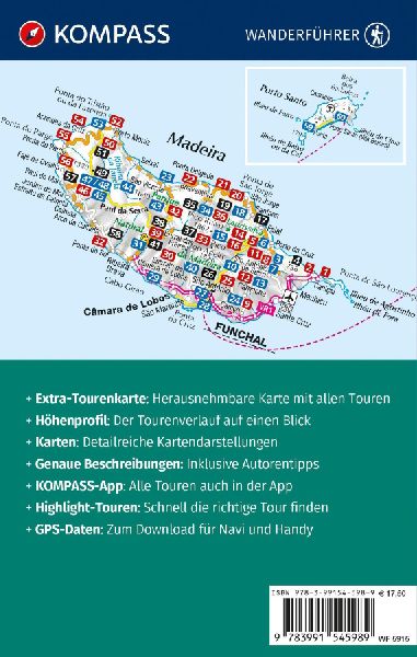 KOMPASS Wanderführer Madeira mit Porto Santo, 60 Touren mit Extra-Tourenkarte