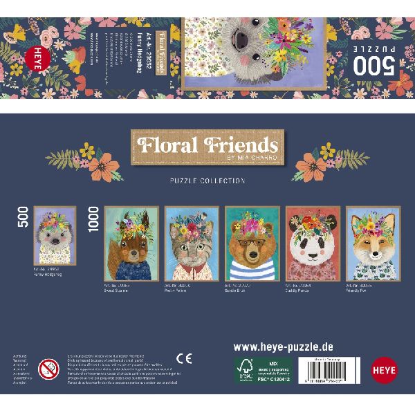 Funny Hedgehog, Floral Friends Puzzle 500 Teile