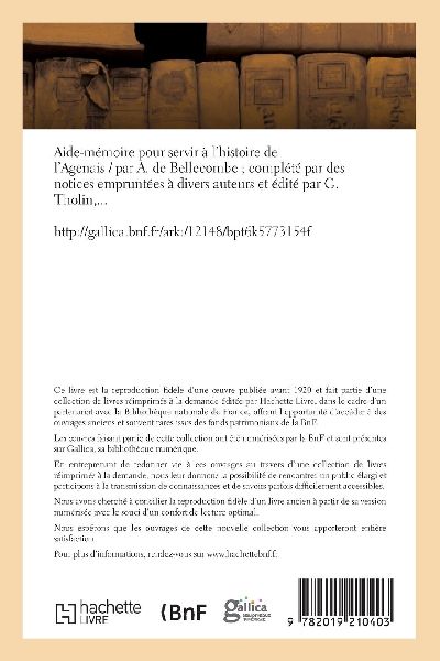 Aide-Mémoire Pour Servir À l'Histoire de l'Agenais