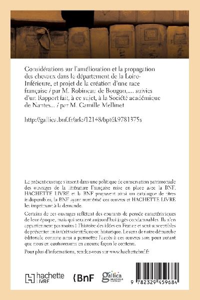 Considérations Sur l'Amélioration Et La Propagation Des Chevaux de la Loire-Inférieure