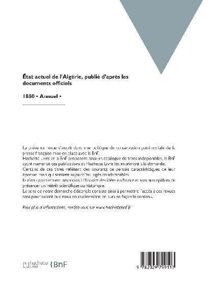 État Actuel de l'Algérie, Publié d'Après Les Documents Officiels