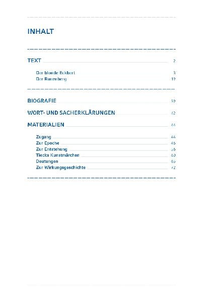 Der blonde Eckbert / Der Runenberg