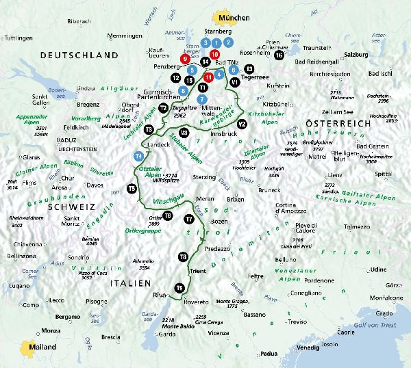 Familienradeln in Oberbayern und über die Alpen