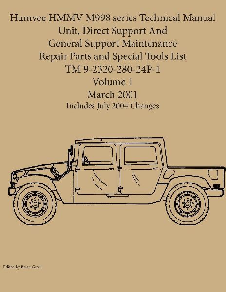 Humvee HMMV M998 series Technical Manual Unit, Direct Support And General Support Maintenance Repair Parts and Special Tools List TM 9-2320-280-24P-1