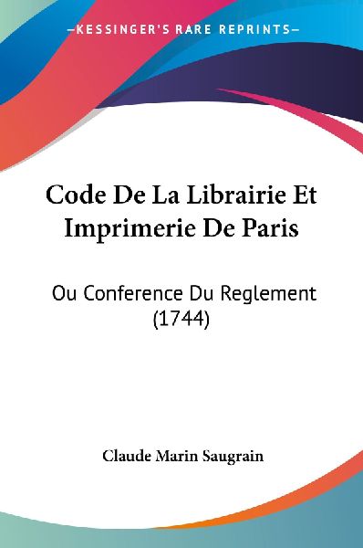 Code De La Librairie Et Imprimerie De Paris