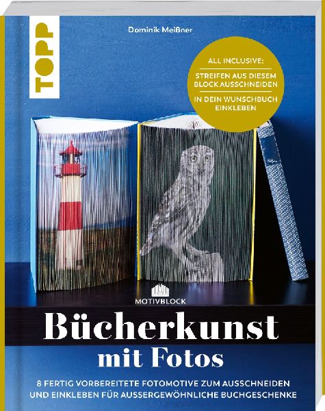Motivblock - Bücherkunst mit Fotos. In Streifen geschnittene ...