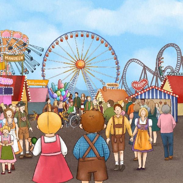 Auf dem Oktoberfest mit Emma und Paul. Mini-Bilderbuch