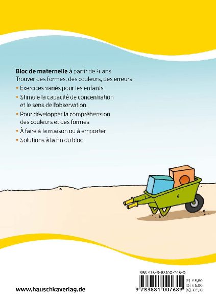 Bloc de maternelle à partir de 4 ans - Trouver les formes, les couleurs, les erreurs - coloriage enfant - cahier vacances 4 ans