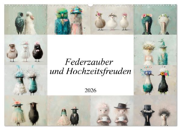 Federzauber und Hochzeitsfreuden (Wandkalender 2026 DIN A2 que...