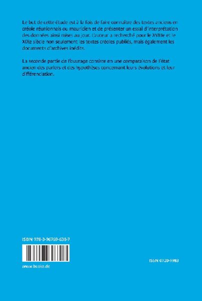 Kreolische Bibliothek 1: Textes créoles anciens