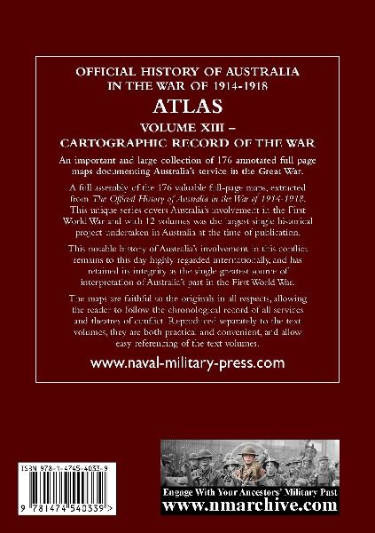 OFFICIAL HISTORY OF AUSTRALIA IN THE WAR OF 1914-1918 ATLAS