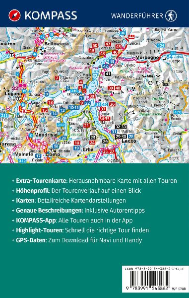 KOMPASS Wanderführer Comer See, 50 Touren mit Extra-Tourenkarte