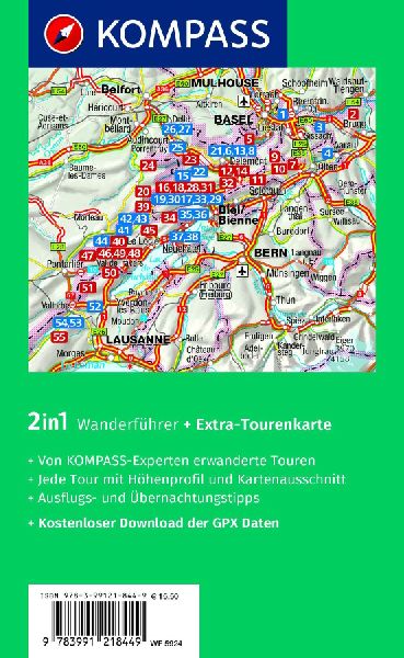 KOMPASS Wanderführer Schweizer Jura, 55 Touren mit Extra-Tourenkarte