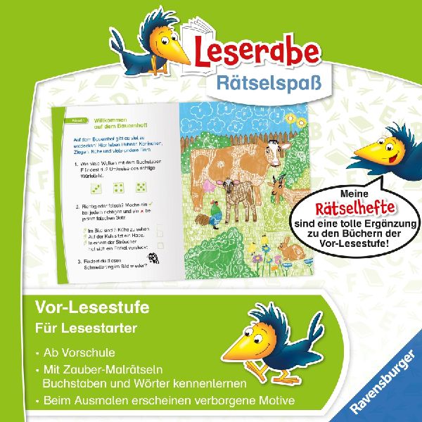 Leserabe Rätselspaß - Zauber-Malrätsel zum Lesenlernen: Bauernhof (Vor-Lesestufe)
