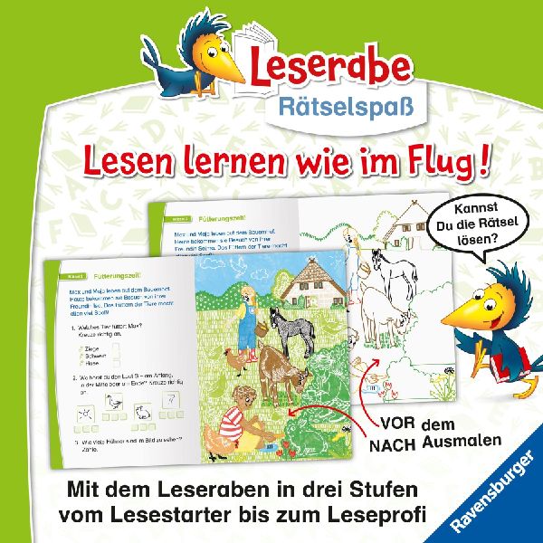 Leserabe Rätselspaß - Zauber-Malrätsel zum Lesenlernen: Bauernhof (Vor-Lesestufe)