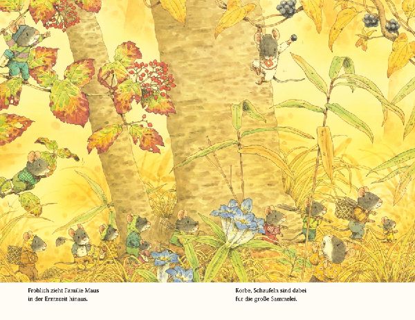 Familie Maus bei der Ernte
