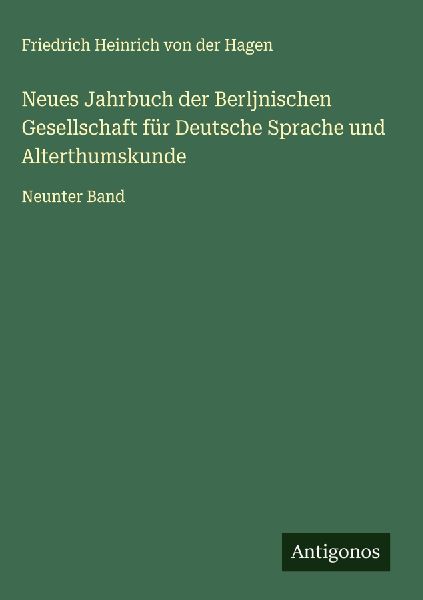 Neues Jahrbuch der Berljnischen Gesellschaft für Deutsche Spr...