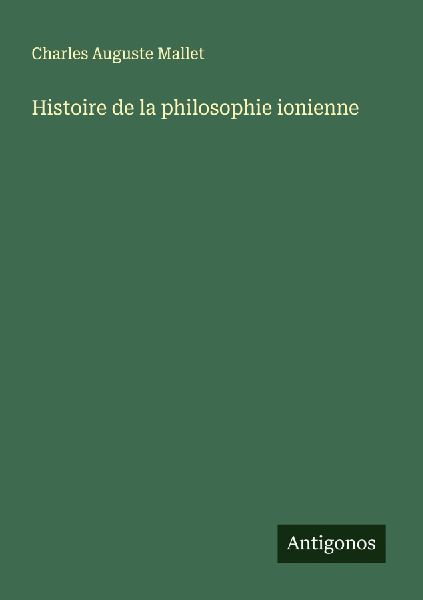 Histoire de la philosophie ionienne