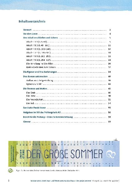 Der große Sommer - Ewald Arenz - Schülerarbeitsheft - Realschule und Werkrealschule