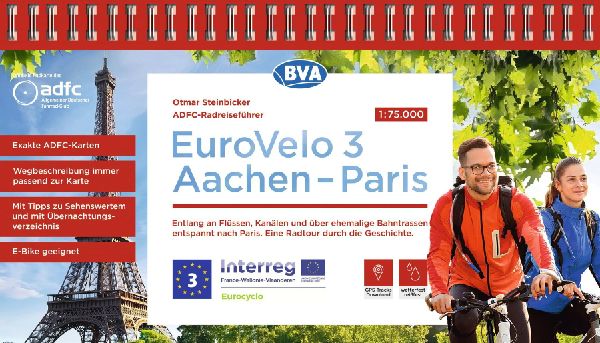 ADFC-Radreiseführer Eurovelo 3 Aachen - Paris, 1:75.000, wett...