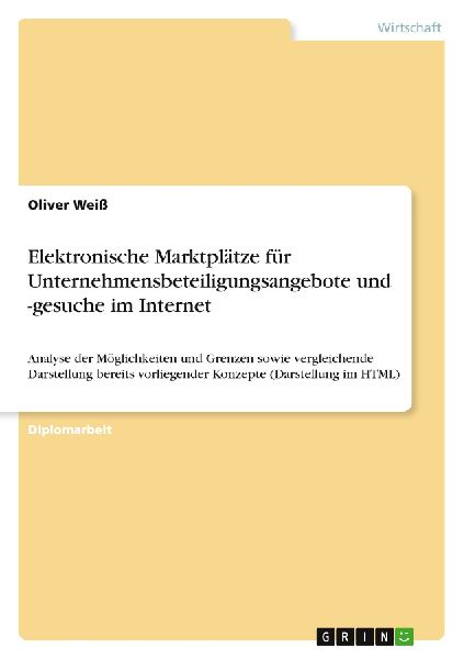 Elektronische Marktplätze für Unternehmensbeteiligungsangebo...