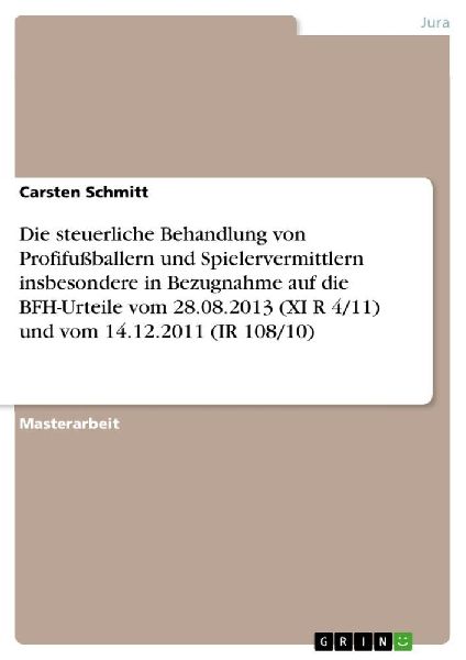 Die steuerliche Behandlung von Profifußballern und Spielerver...