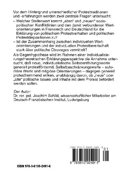 Politische Konfliktlinien, individualistische Werte und politischer Protest