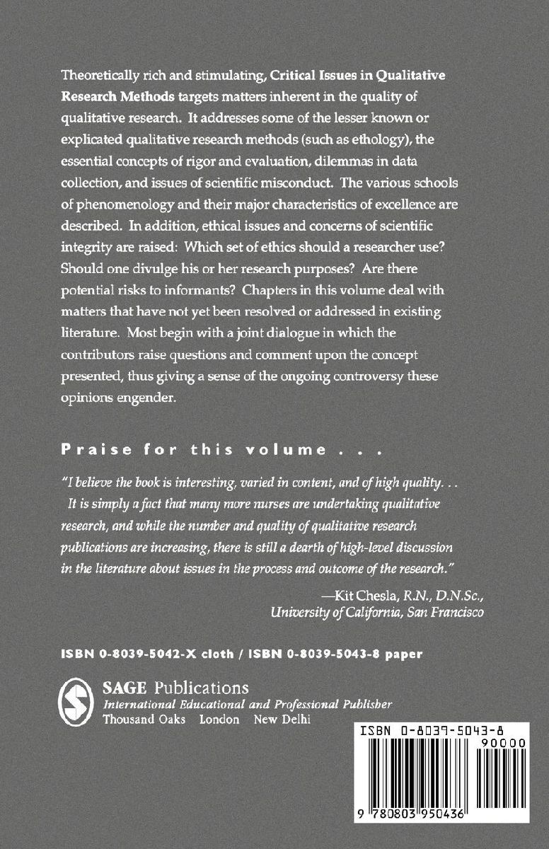 Critical Issues in Qualitative Research Methods