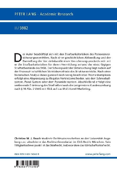 Die Strafbarkeit des Personenversicherungsvermittlers unter besonderer Berücksichtigung des Strukturvertriebs