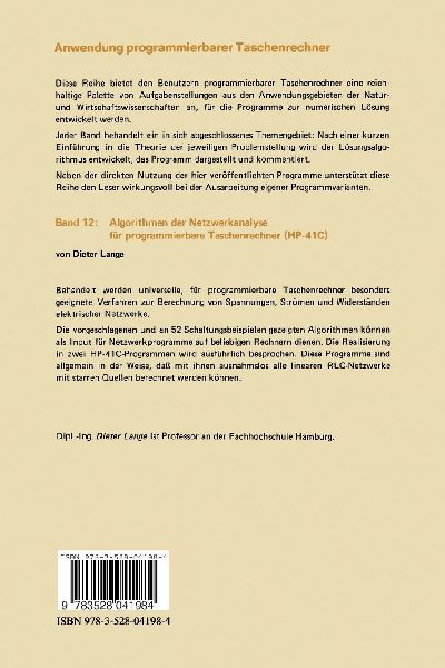 Algorithmen der Netzwerkanalyse für programmierbare Taschenrechner (HP-41C)