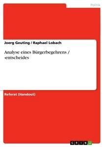 Analyse eines Bürgerbegehrens / -entscheides