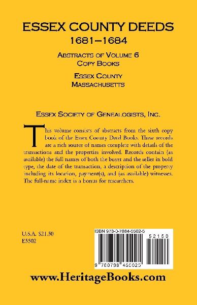 Essex County Deeds, 1681-1684, Abstracts of Volume 6, Copy Books, Essex County, Massachusetts