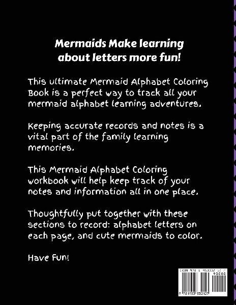 Mermaid Alphabet Coloring Book For Kids