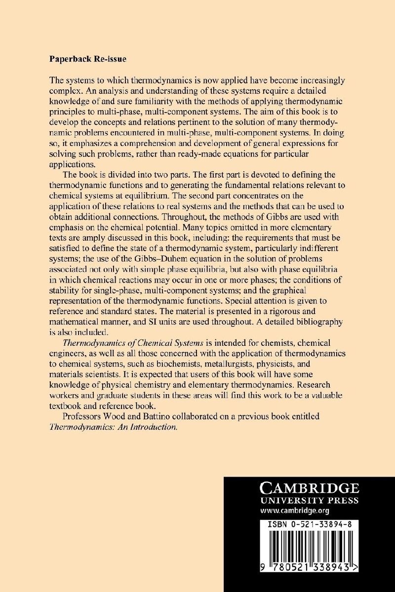 Thermodynamics of Chemical Systems
