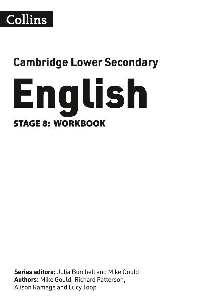 Lower Secondary English Workbook: Stage 8