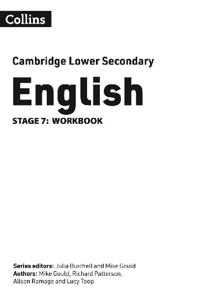 Lower Secondary English Workbook: Stage 7