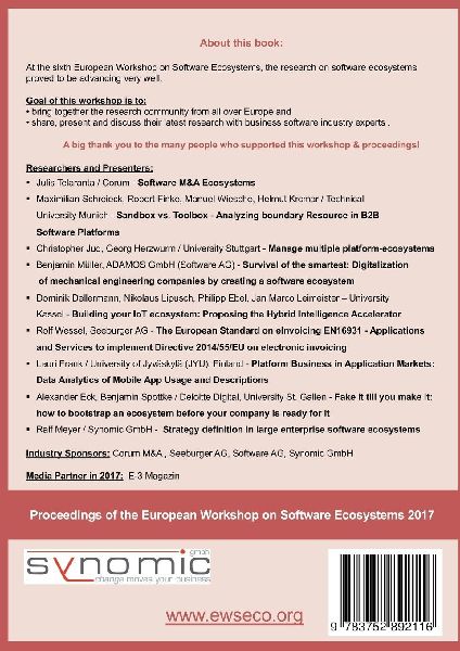 Proceedings of the European Workshop on Software Ecosystems 2017