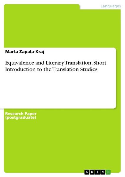 Equivalence and Literary Translation. Short Introduction to th...