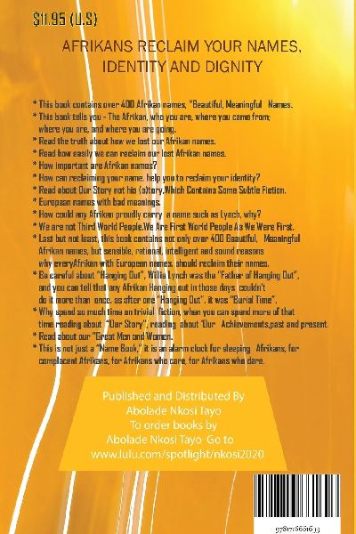 Afrikans Reclaim Your Names,Identity, And Dignity